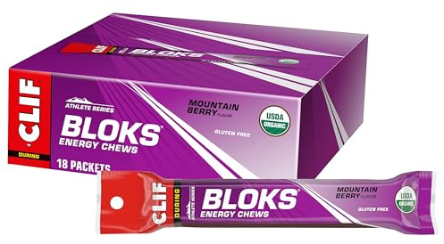 CLIF BLOKS - Mountain Berry Flavor - Energy Chews - Non-GMO - Plant Based - Fast Fuel for Cycling and Running - Quick Carbohydrates and Electrolytes - 2.12 oz. (18 Count)
