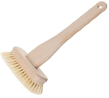 Redecker Tampico Fiber Bathtub Brush with Untreated Beechwood Handle, 100% Made in Germany, 10-5/8 inches, Angled Design, Natural Bristles are Heat-Resistant and Retain Shape, Hanging Loop for Storage