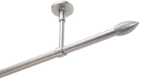 DécoProfi Gardinenstangen Chrom Matt 1-läufig Ø 16 mm L: 320 cm I ZapfenGardinen/Vorhangstange im Set I Inklusive Träger, Befestigung und Endstücke I Decken- oder Wandbefestigung