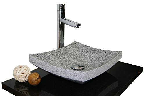 Waschbecken aus Naturstein, Granit, Model Dublin, weiß/grau