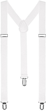 Boolavard Hosenträger Herren Damen Hosen Träger Y Form Style Clips Schmal Neon Bunt Farbig (2. Weiß)