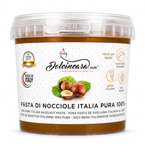 Dolcincasa-Pasta di Nocciole Pura 100% Mortarella Campana per Gelati Creme Ganache Uso Pasticceria 200g