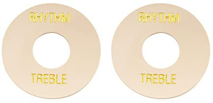 Musiclily Pro Toggle Switch Plate LP Washer Rhythm Treble Ring Cream 2Pcs | Self Adhesive, with Gold Words