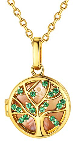 ChicSilver Damen Medaillon 18k Gold Damen Anhänger mit 45cm lang Kette personalisierter Schmuck für Familien