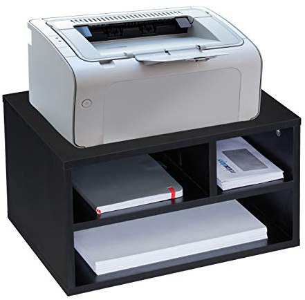 Relaxdays Druckerständer Schreibtisch, 3 Fächer, Regal für Drucker, Druckerhalter, H x B x T: 22,5 x 40 x 30 cm, schwarz
