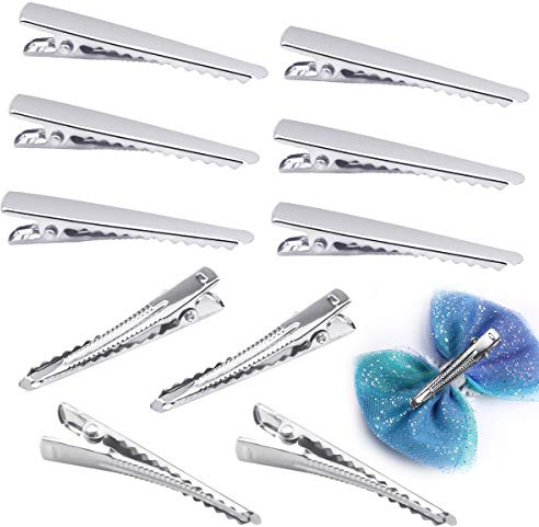 100 Stück Krokodil Haarspangen Metall Alligator Haarklammern Silber Crocodile Hair Clips Haarclips Haar Klammer für Damen & Mädchen Friseurbedarf DIY Basteln
