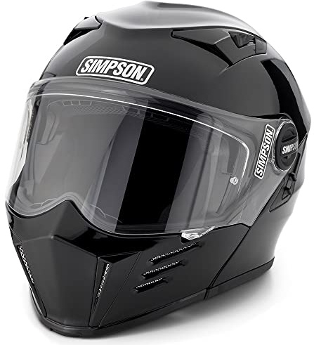 Simpson Mod Bandit Motorcycle Helmet - Gloss Black - Medium | Modular Full-Face Helmet Clear Visor Shield DOT ECE Certified for Street, Cruiser & Touring Riders (M59M2)