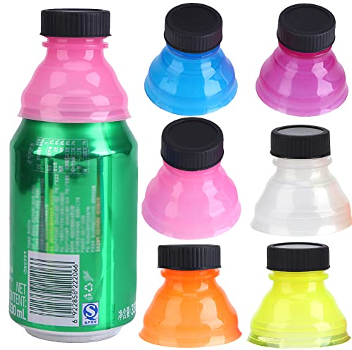 6Pcs Soda Can Lids, Reusable Fizz Lids Spill-Proof Bottle Tops Snap on Pop Can Bottle Caps Plastic Bottle Lid Caps for Coke Beer Energy Drinks Carbonated Drinks Lids