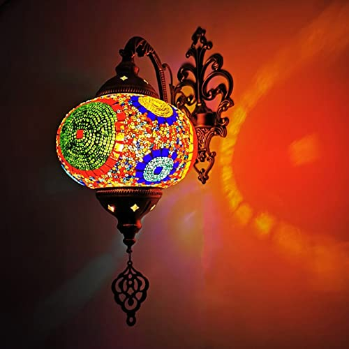 AIBOTY (12 Modelle handgefertigt türkisch marokkanisch Tiffany böhmischer Stil bunt Glas mosaik wandlampe licht,Vintage Glas Wand Lampe, dekorative lampen,schlafzimmerbettlampen, (18 * 42) cm,H