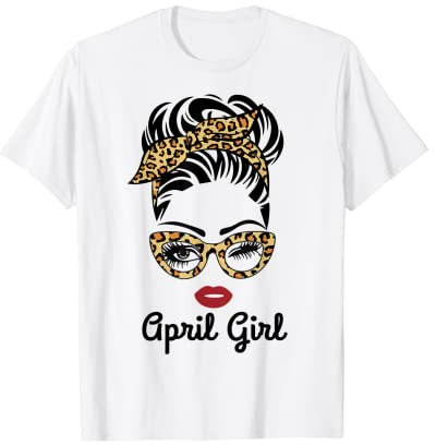 April Girl Woman Face Leopard Bandana Brille T-Shirt