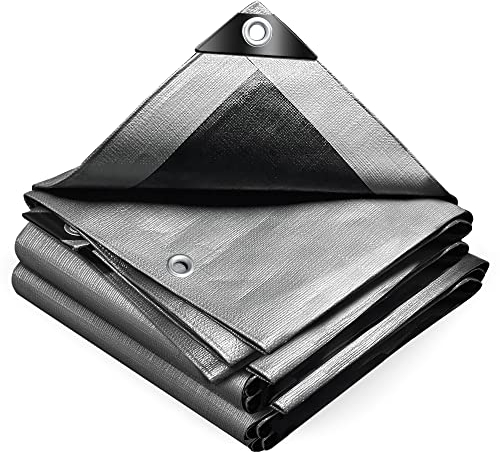 VOUNOT® Bâche de Protection en Polyéthylène 240g/m² Bâche Imperméable Ultra Lourde et Résistante Revêtue des Deux côtés avec Oeillets en Aluminium Couverture Étanche pour Jardin, Piscine 3x5m