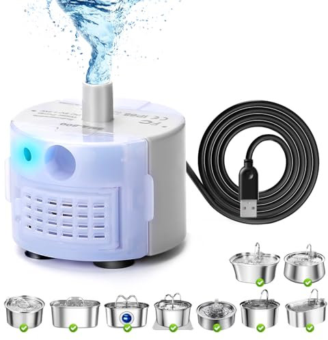Pompa di ricambio per fontana d'acqua, flusso regolabile, ultra silenziosa per cani e gatti