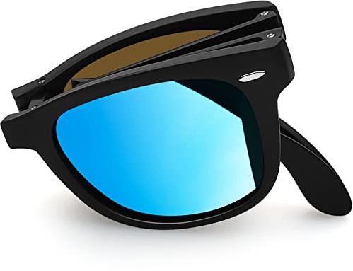 Joopin Lunettes de Soleil Pliables Polarisées pour Hommes Femmes, Protection UV400 Style Carré Tendance Idéales Pour Conduire Pêcher Voyager
