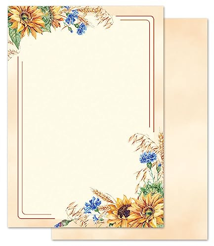 50 Blatt Briefpapier SPÄTSOMMER - DIN A5 (148x210 mm), 90 g/m² - Sommermotiv