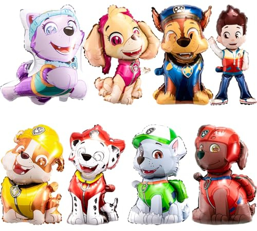 Wirhaut 8 Stück Hund Patrol Luftballons,Hund Kindergeburtstag Deko Folienballon Paw Cartoon Hund Folienballons Kindergeburtstag Party Dekoration für Jungen, Mädchen