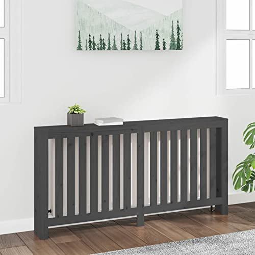 IKAYAA Heizkörperverkleidung Grau Verkleidung Für Heizkörper Heizkörper Regal Verkleidung Cover Fensterbankträger Für Heizkörper 169 x 19 x 84 cm Heizung Abdeckung Massivholz Kiefer
