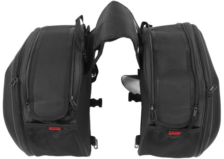 Borsa Sella Moto Impermeabile Grande Capacità Tessuto Oxford 600D Universale per Viaggi Nero