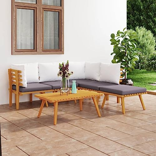 DYRJDJWIDHW aufblasbares Sofa,bodensofa,palettenmöbel,6-TLG. Garten-Lounge-Set mit Kissen Massivholz AkazieGeeignet für Garten, Swimmingpool, Wohnzimmer, Terrasse