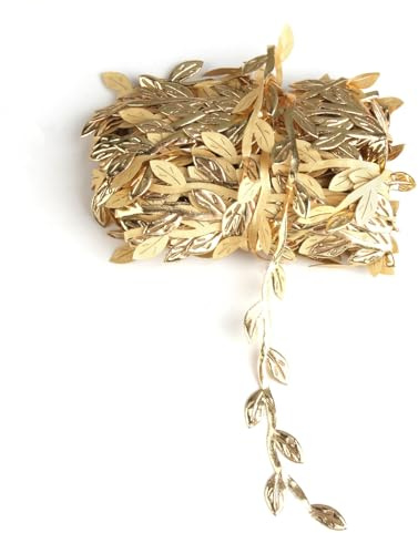 tinshow 10M Dekoband Goldene Geschenkband Hochzeit Gold Dekorative Künstliche Reben Blätter Geschenk Luftschlangen Kunstreben Schleifenband Gold für DIY Handwerk Party Hochzeit Hausgarten Dekoration