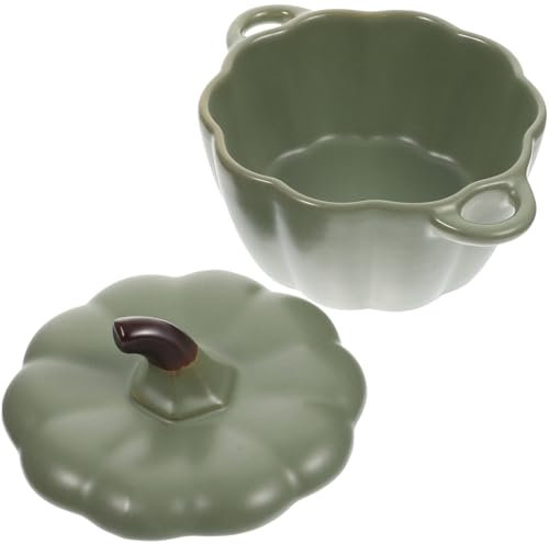 LABRIMP Ciotola Ceramica Per Zuppa Di Cucina Forma Di Zucca Con Coperchio Per Stufati e Dessert Utensile Da Cucina Elegante e Distintivo