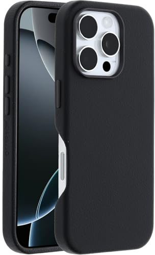 OtterBox Symmetry Cactus Leather MagSafe Hülle für iPhone 16 Pro, Schwarz | Stoßfest und sturzsicher, Dünne Schutzhülle, 3x getestet nach Militärstandard