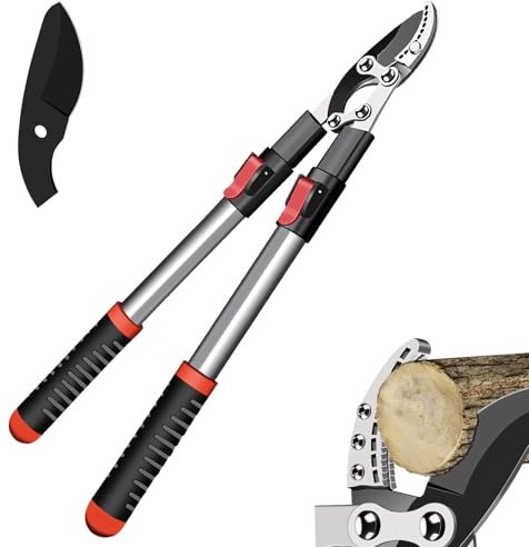 Astschere Teleskop, 50-70cm Astschere rostb-/ korrobeständig, SK-5 Stahl Baumschere mit verdickt Alu-Teleskoparm, Baumschere Teleskop in 3,5-7 cm Trimmbereich, für Baumscheren & Gartenscheren (*1)