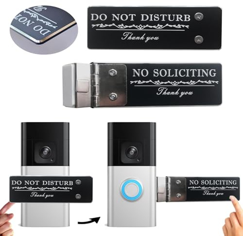 Metal No Soliciting/Do Not Disturb Sign for Doorbell, Black, Right