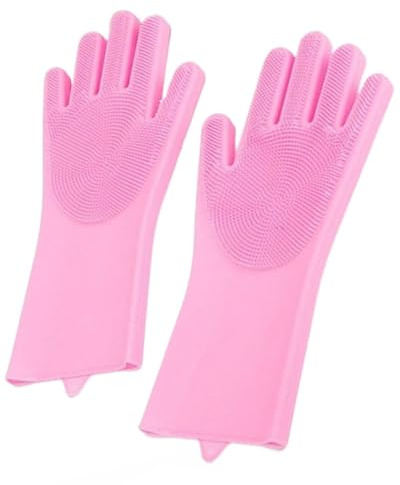 MYGLOAR Handschuhe zur Fellpflege von Haustieren – sanfte Katzenbürste zur Haarentfernung – hochwirksame Handschuhe zur Haarentfernung – Badehandschuhe für lang- und kurzhaarige Hunde (Rosa)