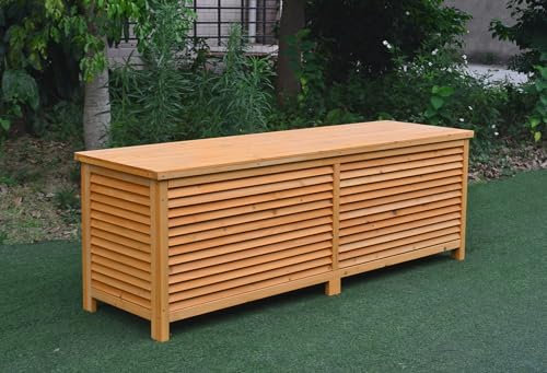 Mucola Auflagenbox Holz mit klappbarem Deckel 170x50x58cm Kissenbox Garten Aufbewahrungsbox für Gartenutensilien Gartenbox