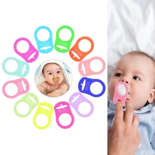 8 Stück Baby Schnuller Halter Clip Adapter, Silikon Schnuller Clips Adapter, Baby Schnuller Ring Halter Clip Adapter für Baby Jungen Mädchen-Multicolor