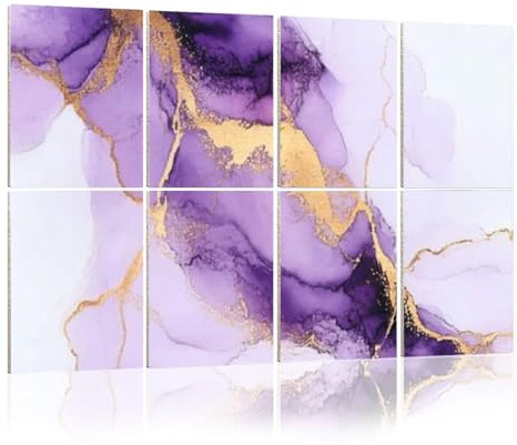 8 Pack Acoustic Foam Panels Sound Proofing Panels Purple gold abstract marble liquid ink art painting Acoustic Wall Panel Soundproofing for Livingroom Nursery Room 48x32 Home Decor