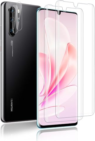 Carantee 2 Stück für Panzerglas für Huawei P30 Pro Schutzfolie, +2 Kameraschutz Folie, 9H Härte Displayschutz Huawei P30 Pro Panzerfolie, Sensitive Touch, HD 3D Blasenfrei Anti-Fingerprint Schutzglas