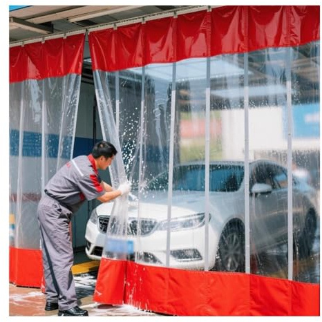 Rideaux De Séparation pour Garage, Résistant Aux Projections De Lavage, Rideau De Porte Transparent Et Imperméable, Enroulement Rapide, Séparation Rapide des Zones De Travail(3x3m/9.8x9.8ft)