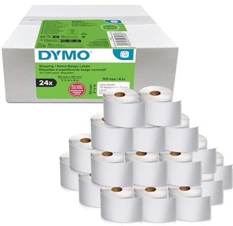 DYMO Original LabelWriter Versandetiketten/-Namensschilder (groß) | 54 mm x 101 mm | 24 Rollen mit je 220 leicht ablösbaren Etiketten (5.280 Etiketten) | für LabelWriter Etikettendrucker