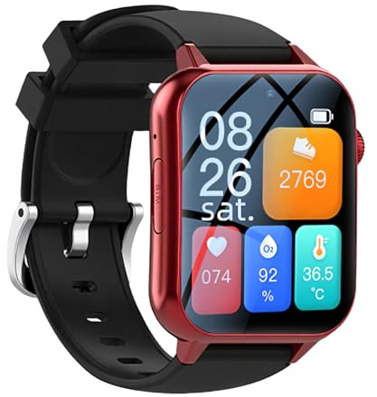 Weyot Elderly Smart Watch with Fall Detection, SOS Smart Bracelet With Emergency Call Button, Life Alert Systems for Seniors, Fall Alarm Watch For Elderly, SOS CallRed,One Size