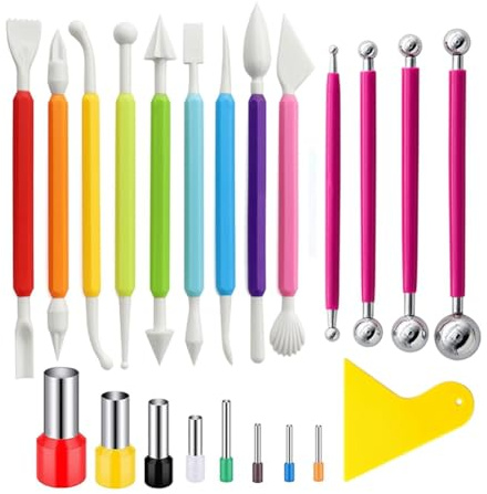 Ujjdwiurgh Juego de 22 cuchillos para esculturas de arcilla, cuchillas para raspar barro, punzones redondos.