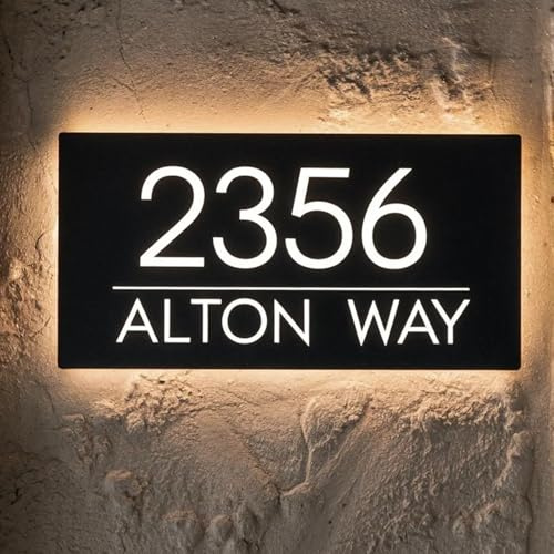 Targhette Personalizzate Con Numeri Civici E Luci LED, Targhette Quadrate Personalizzate Per Esterni, Targhe Luminose Moderne Per Indirizzi Residenziali Per Casa/giardino, 6 X 12 Pollici