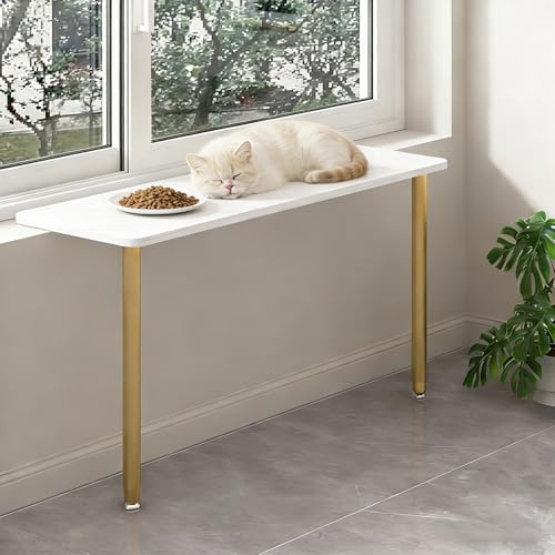 Adjustable Window Sill Extender for Cats, Indoor Window Sill Extension with Leg, Decorative Window Ledge Plant Shelf for Kitchen Office Balcony(Gold,105x30cm(41 3/8x11 3/4))