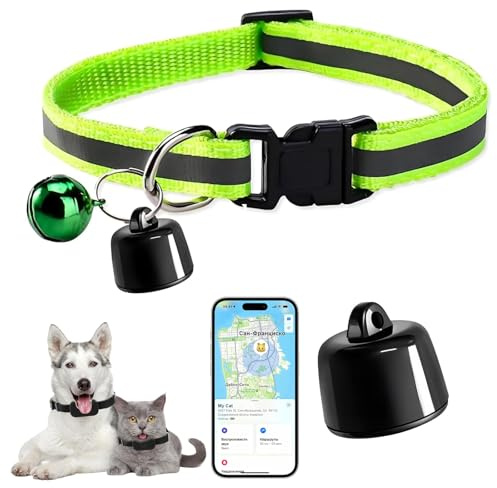 Collar GPS para gatos, rastreador GPS sin suscripción, localización en tiempo real para gatos y gatitos, compatible con iOS/Android, resistente al agua, batería de larga duración (Verde)
