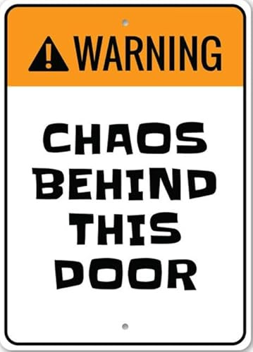 Chaos hinter dieser Tür, Schild für die Männerhöhle, Schild für das Jugendzimmer, Metallschild mit Wohnhumor