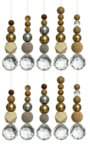Ollanoos Set di 5 acchiappasole in cristallo fai da te, perline di legno fatte a mano e sfere di cristallo K9, ideali per decorazioni di finestre e progetti creativi