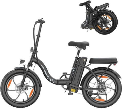 WITAMBIKE C16 E Bike 20 Zoll Klapprad Herren Damen,mit 48V 16Ah Akku Bis zu 100 km,250W Pedelec City E-Bike Elektrofahrrad für Pendeln und Reisen,7-Gang,Federgabel, Scheibenbremsen (Schwarz)
