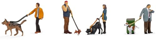 NOCH Figuren-Set „Menschen mit Hunden“, bewegliche Miniaturfiguren und Tiere für Ihre Modellbahnanlage im Maßstab 1:87