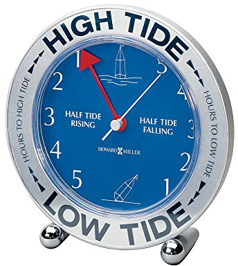 Howard Miller Tide Mate III Table Clock 645-527 – East Coast Atlantic Ocean, High & Low Tide, Silver-Tone Acrylic Case, Colorful Graphics, Quartz & Tide Movement