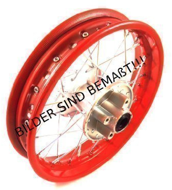 HMParts – Llanta de acero trasera para moto de cross, 1,85 x 12 pulgadas, color rojo