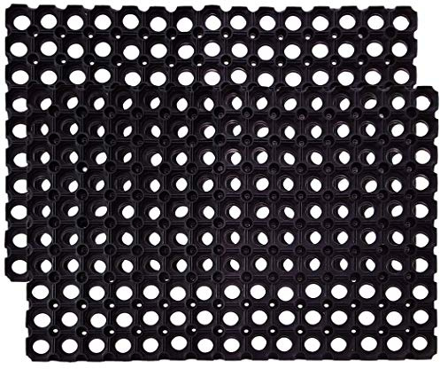 SafetyCare Interlocking Rubber Drainage Floor Mat - Anti-Fatigue - 60 cm x 40 cm - 2 Mats
