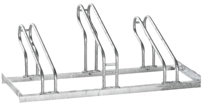 eurokraft | Fahrradständer | Bügel aus 18 mm Stahlrohr | Radeinstellung einseitig | feuerverzinkt | 3 Stellplätze