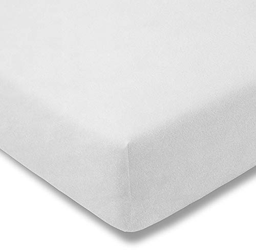 ESTELLA Spannbetttuch Samt Velours | Weiss | Frottee | 150x200 cm | passend für Matratzen 140-160 cm (Breite) x 200 cm (Länge) | trocknerfest und bügelfrei | 80% Baumwolle 20% Polyester