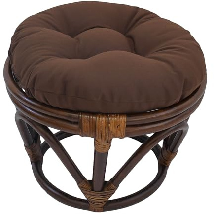 Blazing Needles Solid Twill Round Footstool Cushion (Only), 18, Forest Green