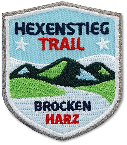 2 x Abzeichen gestickt 51 x 60 mm/Hexenstieg Harz Brocken/Harzer-Hexen-Stieg/Applikation Aufnäher Aufbügler Bügelbild Patch/Bergsteigen Wandern Klettern Reiseführer Wanderkarte Kompass